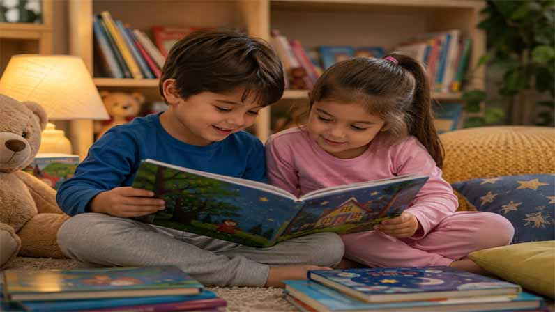 Kids are reading a book
