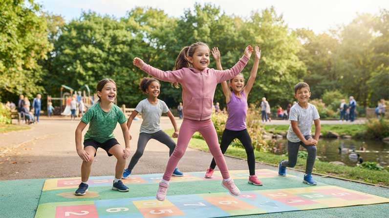 Kids are doing exercise