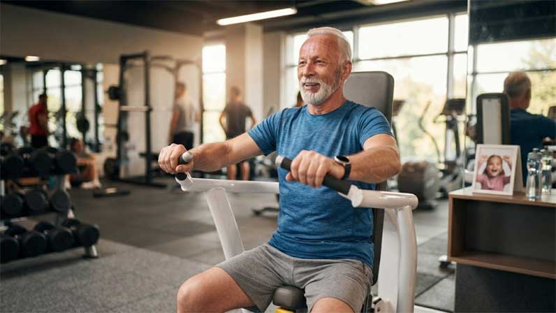 Old man is doing an exercise